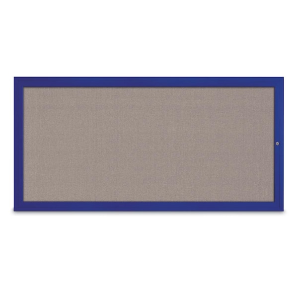 Slim Enclosed Corkboard, 24"x36", Black Alum Frame/Cobalt